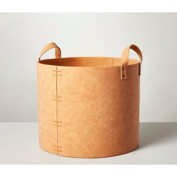 Hearth & Hand with Magnolia Other - 16" Extra Large Faux Leather Storage Bin Camel Brown Hearth & Hand with Magnolia